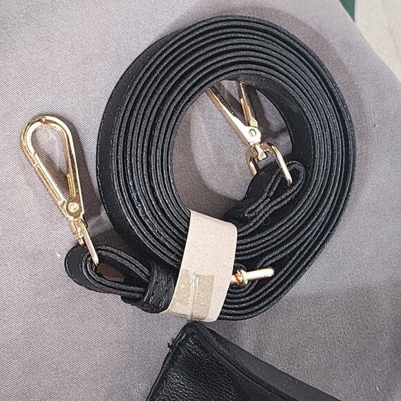 La Terre Black Peta Apprvd Vegan Braided Handle Gold Accent Feet Handbag w/Strap - Picture 14 of 16